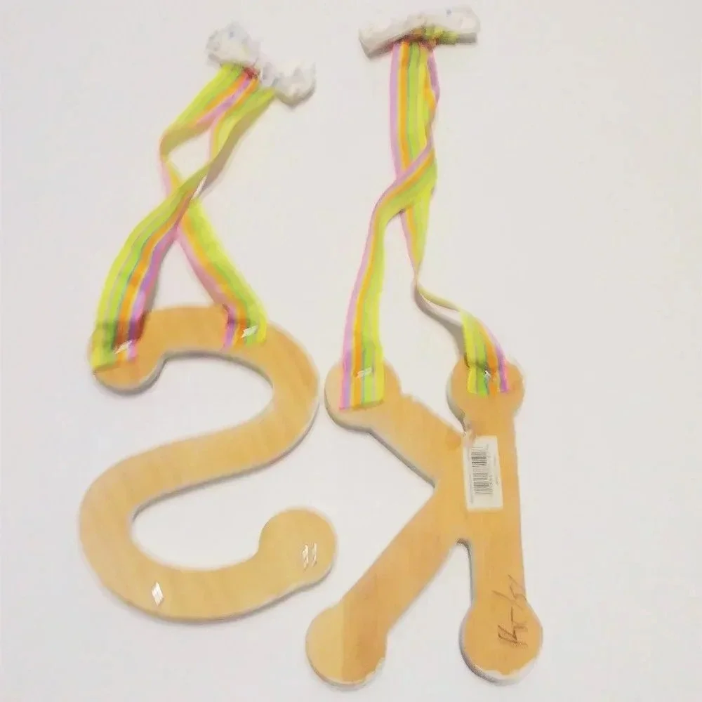 Hand‎ Painted Floral Wooden Letters S K Nursery Wall Decor Ribbon Hanging Set